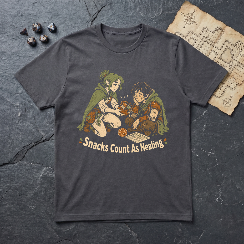 Snacks Count As Healing T-Shirt — Charcoal