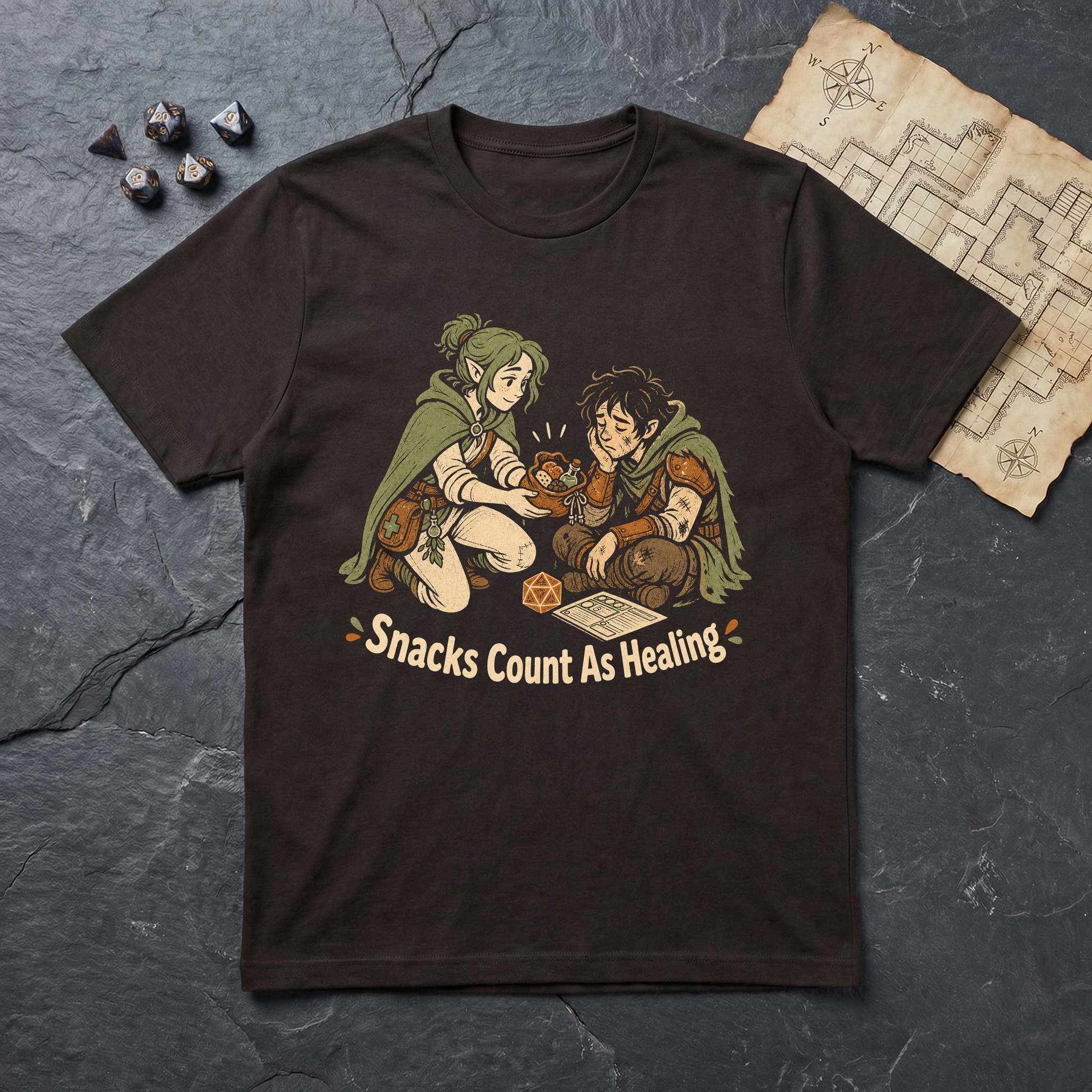Snacks Count As Healing T-Shirt — Dark Chocolate