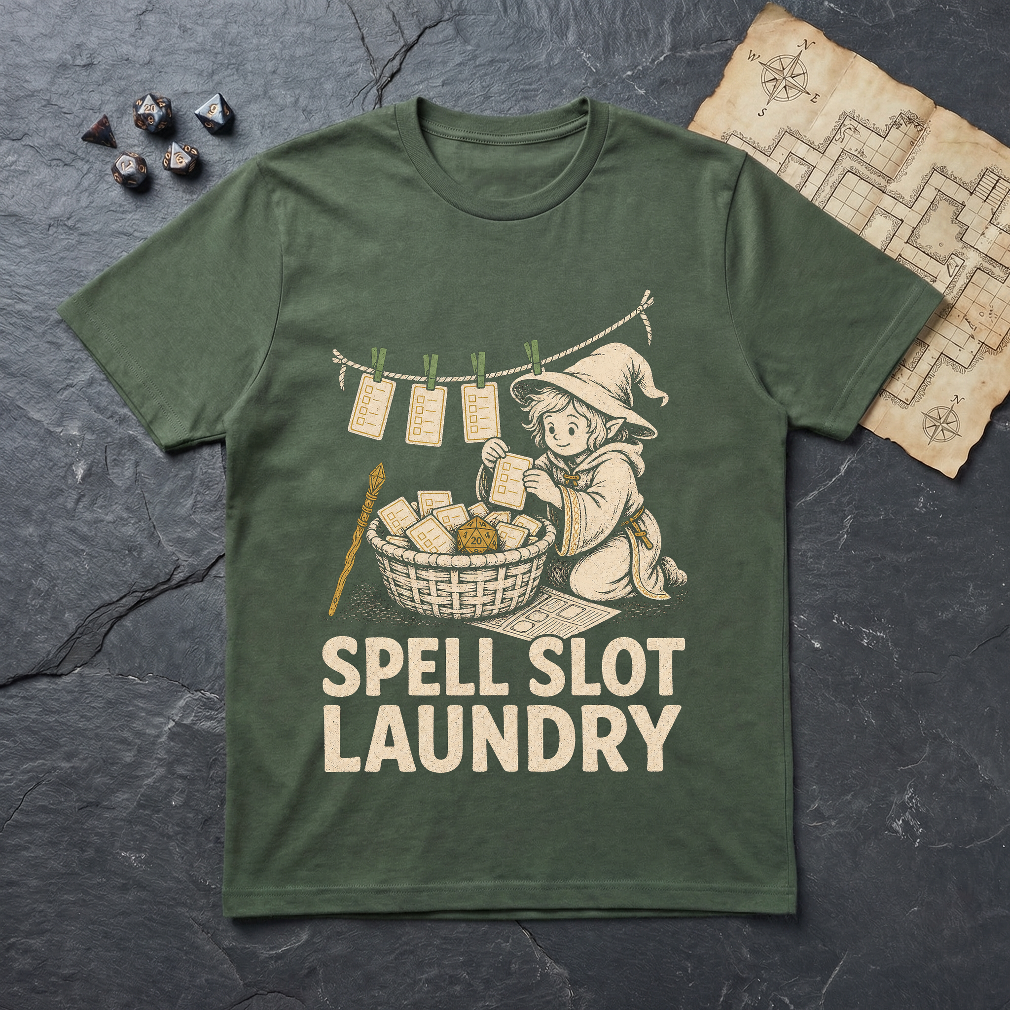 Spell Slot Laundry T-Shirt — Military Green