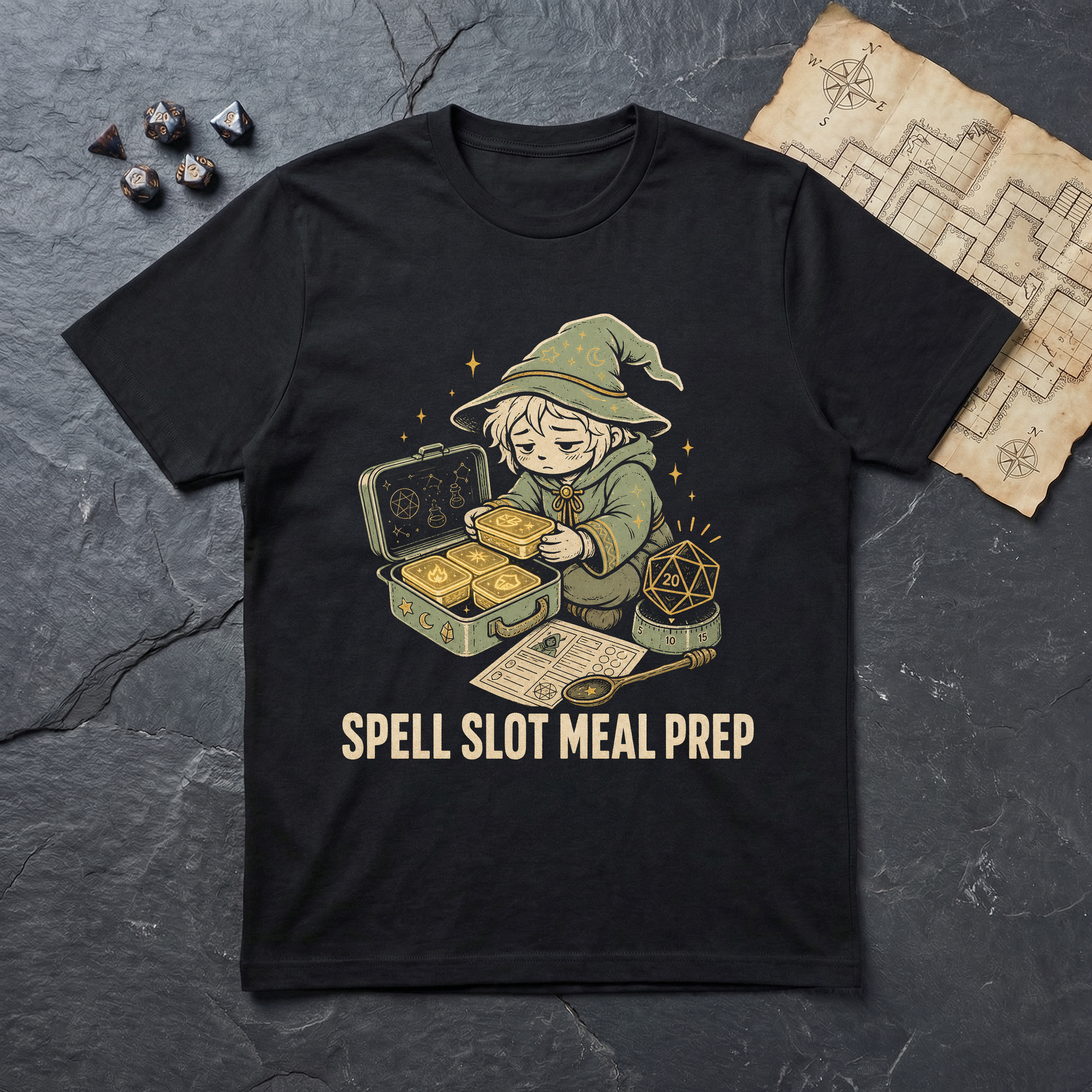 Spell Slot Meal Prep T-Shirt — Black