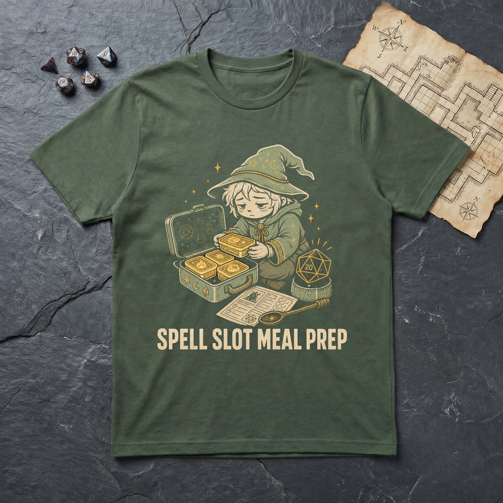 Spell Slot Meal Prep T-Shirt — Military Green