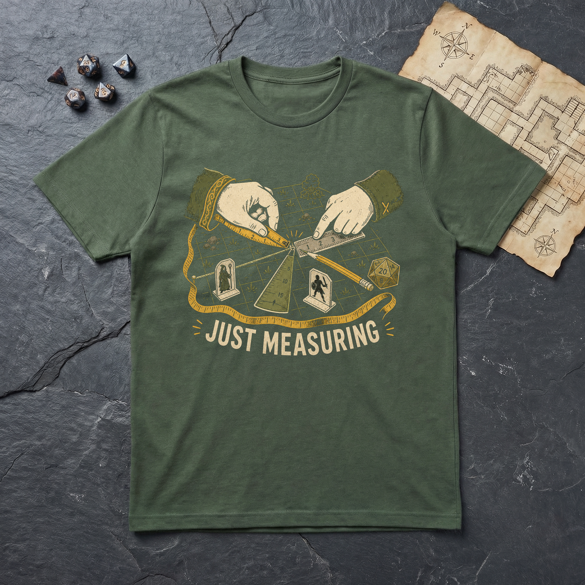 Tape Measure Theater T-Shirt — Military Green