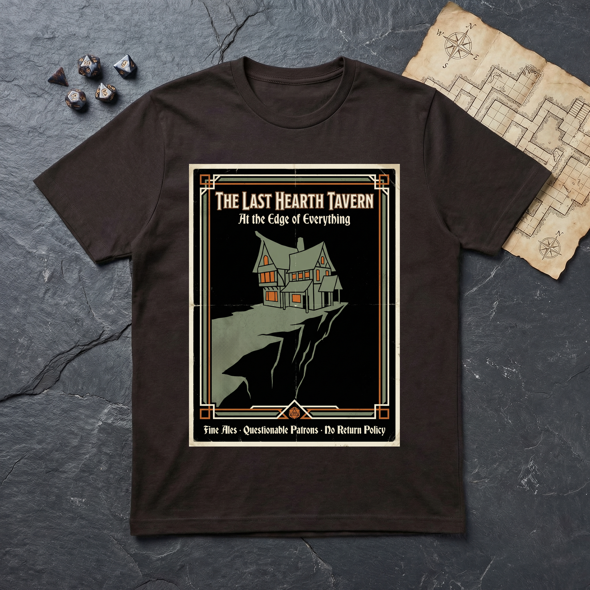 Last Hearth Tavern T-Shirt (V2) — Dark Chocolate