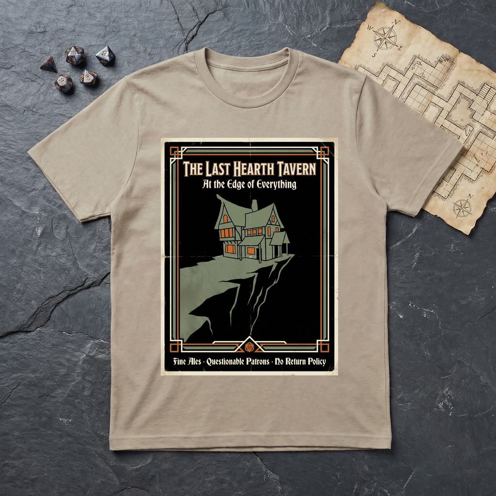 Last Hearth Tavern T-Shirt (V2) — Sand